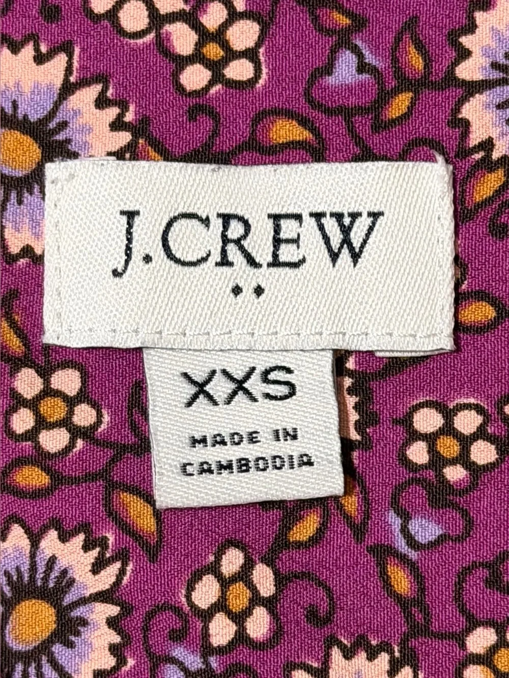 J. Crew Purple Floral Button-Front Puff Sleeve Top